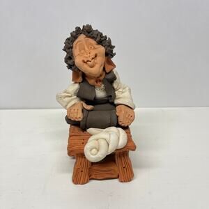 Handmade Clay Figurine by Israeli Artist Denis Shabbat Challah